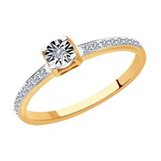 Кольцо помолвочное из комбинированного золота с бриллиантом р. 19 SOKOLOV Diamonds 1012010