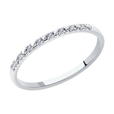 Кольцо обручальное из белого золота р. 15 SOKOLOV Diamonds 1012177-3, бриллиант