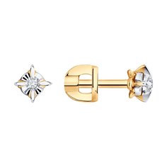 Серьги из комбинированного золота SOKOLOV Diamonds 1022095, бриллиант