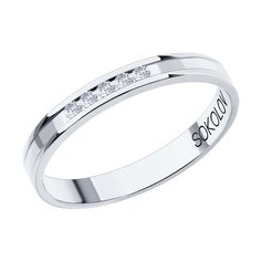 Кольцо обручальное из белого золота р. 15 SOKOLOV Diamonds 1112300-01, бриллиант