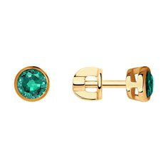 Серьги пусеты из красного золота SOKOLOV Diamonds 3020527, изумруд