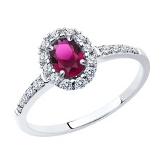 Кольцо из белого золота с бриллиантом/рубином р. 17 SOKOLOV Diamonds 4010671-3