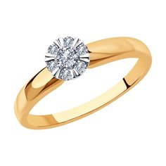Кольцо помолвочное из комбинированного золота с бриллиантом р. 17 SOKOLOV Diamonds 1012136