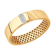 Кольцо обручальное из красного золота р. 17,5 SOKOLOV Diamonds 1110202, бриллиант