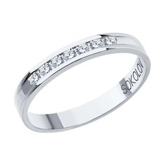 Кольцо обручальное из белого золота с бриллиантом р. 20,5 SOKOLOV Diamonds 1112301-01