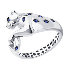 Кольцо из белого золота р. 18,5 SOKOLOV Diamonds 2011270-3, бриллиант/сапфир