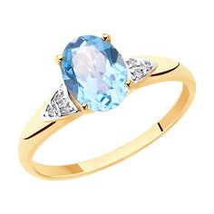 Кольцо из красного золота с фианитом/топазом р. 19,5 Diamant 31-310-00216-1
