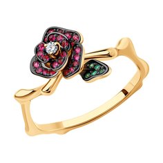 Кольцо из красного золота с бриллиантом/изумрудом/рубином р. 16 SOKOLOV Diamonds 4010620