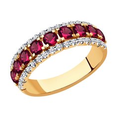 Кольцо из красного золота с бриллиантом/рубином р. 17,5 SOKOLOV Diamonds 4010683