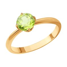 Кольцо из красного золота с хризолит р. 18,5 Diamant 51-310-01767-3