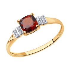 Кольцо из красного золота с бриллиантом/гранатом р. 16,5 SOKOLOV Diamonds 71-00025