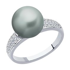 Кольцо из белого золота р. 17 SOKOLOV Diamonds 8010080-3, бриллиант/жемчуг