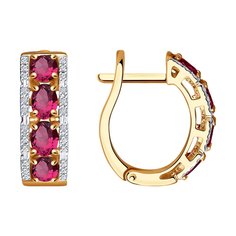 Серьги из красного золота с бриллиантом/рубином SOKOLOV Diamonds 4020385