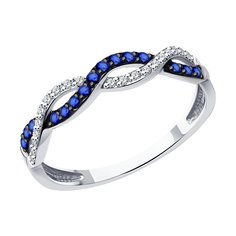 Кольцо из белого золота с бриллиантом/сапфиром р. 18,5 Diamant 52-210-01826-1