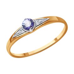 Кольцо из красного золота с бриллиантом/танзанитом р. 17,5 Diamant 51-210-01847-1