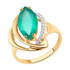 Кольцо из красного золота с фианитом/агатом р. 19 Diamant 51-310-00966-3