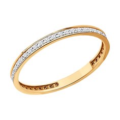 Кольцо обручальное из красного золота р. 16,5 SOKOLOV Diamonds 1012406, бриллиант