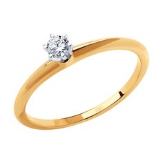 Кольцо помолвочное из комбинированного золота р. 17,5 SOKOLOV Diamonds 1012419, бриллиант