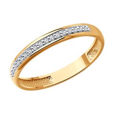 Кольцо обручальное из красного золота р. 18,5 SOKOLOV Diamonds 1110211, бриллиант