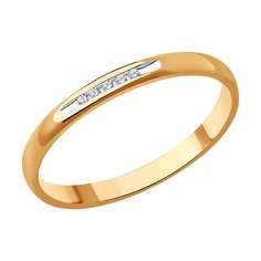 Кольцо обручальное из красного золота р. 15 SOKOLOV Diamonds 1110219, бриллиант