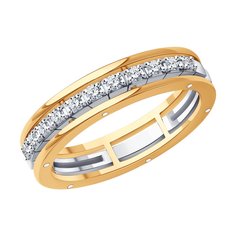 Кольцо обручальное из комбинированного золота с бриллиантом р. 20 SOKOLOV Diamonds 1110224