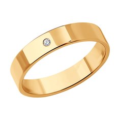 Кольцо обручальное из красного золота р. 16,5 SOKOLOV Diamonds 1110227, бриллиант