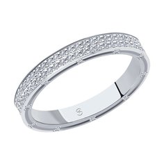 Кольцо обручальное из белого золота р. 16 SOKOLOV Diamonds 1112127-01, бриллиант