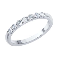 Кольцо обручальное из белого золота р. 15,5 SOKOLOV Diamonds 1112261-01, бриллиант