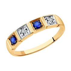 Кольцо из комбинированного золота р. 19 SOKOLOV Diamonds 2011222, бриллиант/сапфир