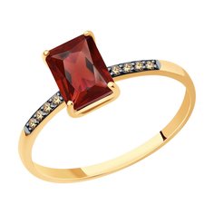 Кольцо из красного золота с бриллиантом/гранатом р. 18,5 SOKOLOV Diamonds 71-00008