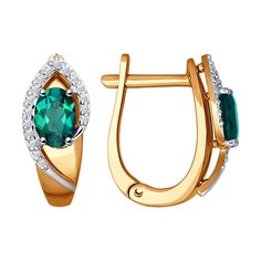 Серьги из комбинированного золота с бриллиантом SOKOLOV Diamonds 72-00210