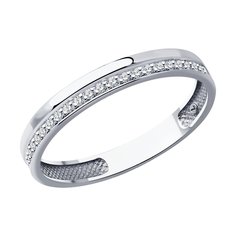 Кольцо обручальное из белого золота р. 16,5 SOKOLOV Diamonds 1110218-3, бриллиант