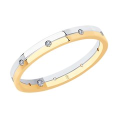 Кольцо обручальное из комбинированного золота р. 16 SOKOLOV Diamonds 1114176-01, бриллиант