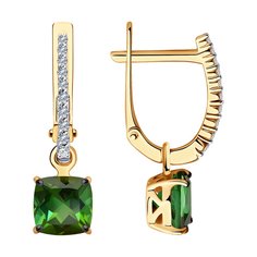 Серьги подвески из красного золота с бриллиантом/турмалином SOKOLOV Diamonds 6024237