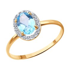 Кольцо из красного золота р. 17 SOKOLOV Diamonds 71-00071, бриллиант/топаз