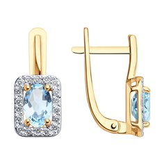 Серьги из красного золота с бриллиантом и топазом SOKOLOV Diamonds 72-00080