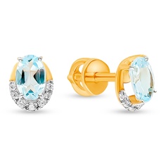 Серьги-пусеты из красного золота с топазом/фианитом 585Gold 202007948