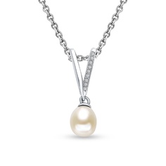 Кулон из серебра с жемчугом/фианитом 585Gold 703006639