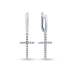 Серьги подвески из серебра с фианитом 585Gold 702010793
