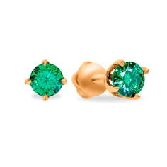 Серьги-пусеты из красного золота с изумрудом искусственным 585Gold 102008045