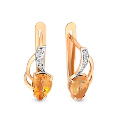 Серьги из красного золота с цитрином/фианитом 585Gold 202005958