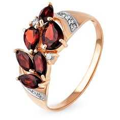Кольцо из красного золота с гранатом/фианитом р. 17,5 585Gold 201012790