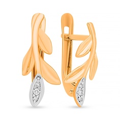Серьги из красного золота с бриллиантом 585Gold 102007987