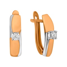 Серьги из красного золота с бриллиантом 585Gold 102008132