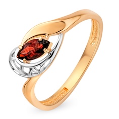 Кольцо из красного золота с гранатом р. 16,5 585Gold 201013730