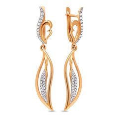 Серьги подвески из красного золота с фианитом 585Gold 302005421