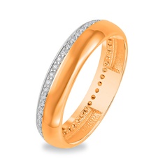 Кольцо обручальное из красного золота с фианитом р. 19 585Gold 601007731