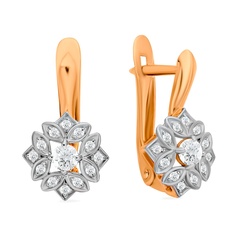 Серьги из красного золота с фианитом 585Gold 302006579