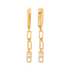 Серьги подвески из красного золота с фианитом 585Gold 302006631