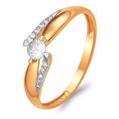 Кольцо из красного золота с фианитом р. 19,5 585Gold 301011753